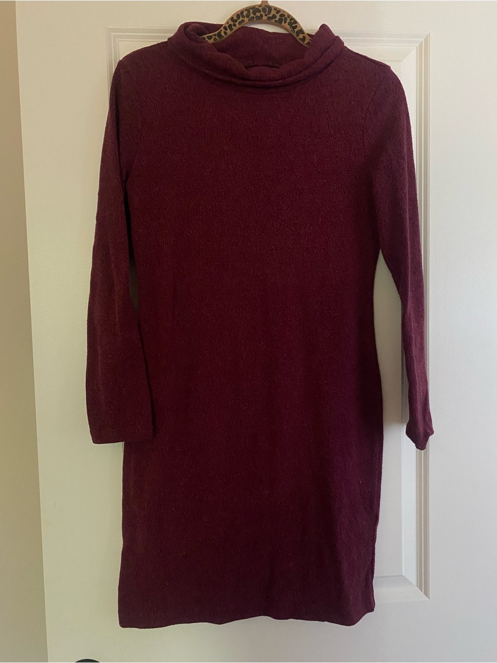 Burgundy Knit Mock-neck Dress